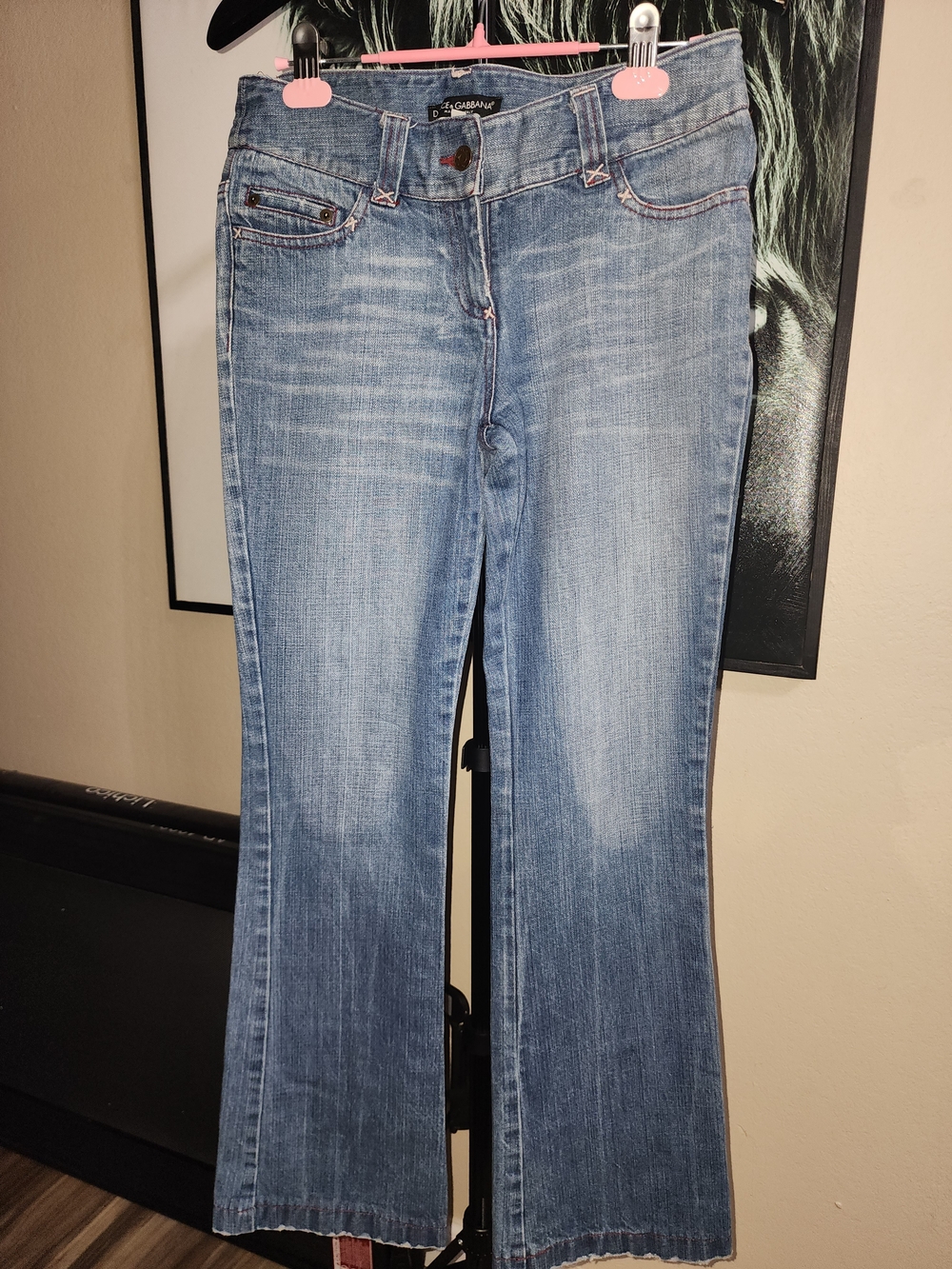 Y2K 2003 Dolce & Gabbana Light Blue Low Waisted Boot-Cut Jeans